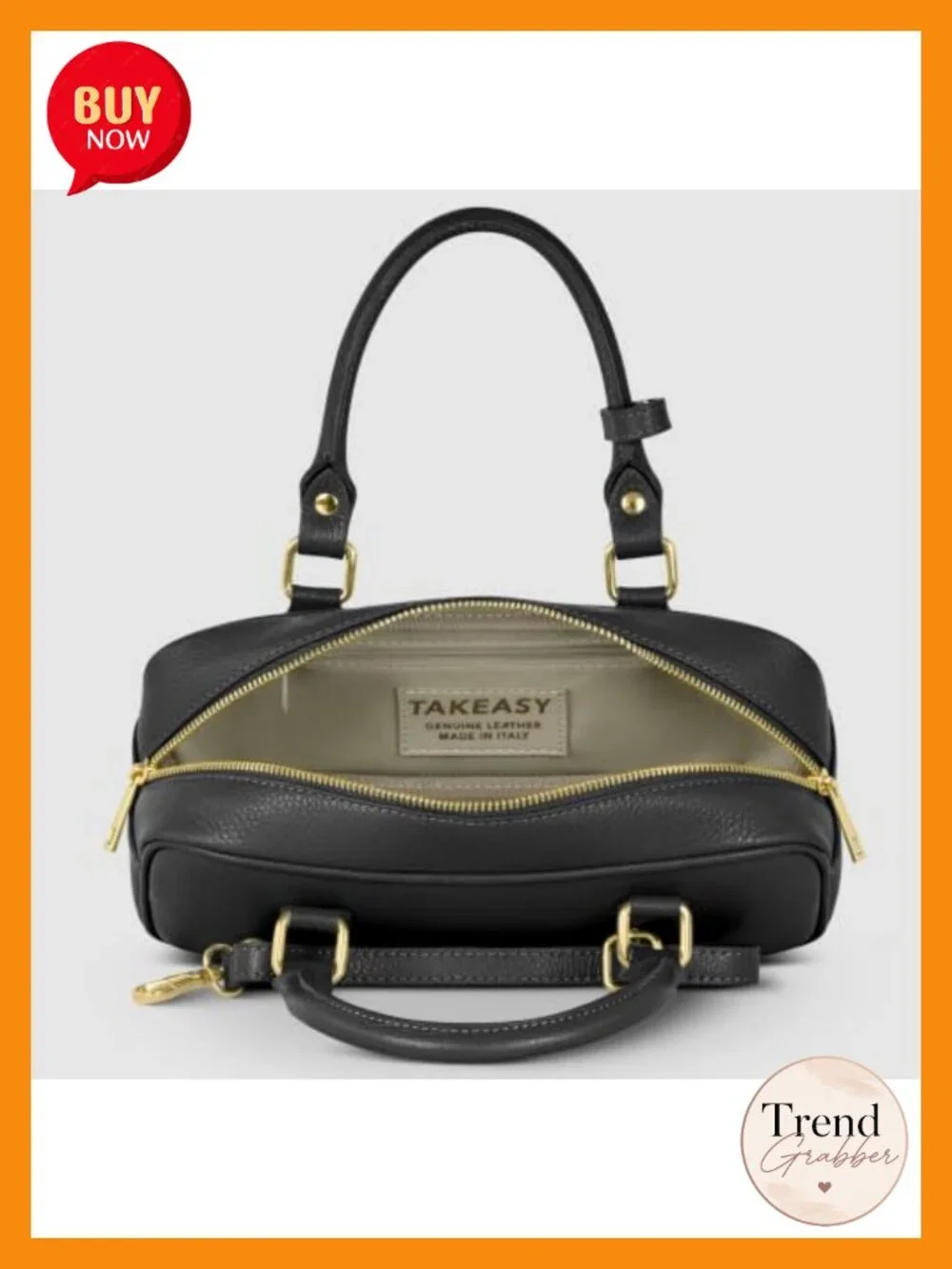 Italian Full-Grain Calf Leather Top-Handle Crossbody Structured Satchel Bag